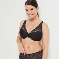 SOUTIEN-GORGE AMPLI FOULARD NOIR -sous-vêtement boutique 11145701 C