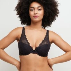 SOUTIEN-GORGE AMPLI FOULARD NOIR -sous-vêtement boutique 11145701 M