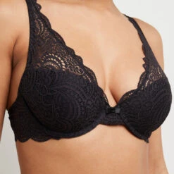 SOUTIEN-GORGE AMPLI FOULARD NOIR -sous-vêtement boutique 11145701 Z