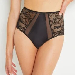 CULOTTE TAILLE HAUTE DENTELLE NOIR