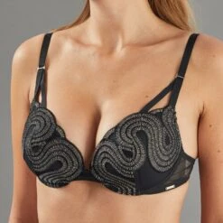 SOUTIEN-GORGE PUSH UP NOIR/ARGENT -sous-vêtement boutique 11296600 Z