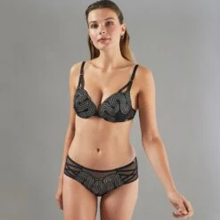 SHORTY TULLE BRODE NOIR/ARGENT -sous-vêtement boutique 11296900 D