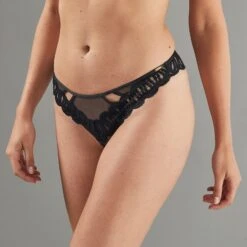 TANGA TULLE BRODE NOIR