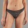 TANGA TULLE BRODE NOIR/ARGENT -sous-vêtement boutique 11297700 F