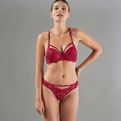 TANGA DENTELLE BORDEAUX -sous-vêtement boutique 11300200 D