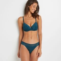 TANGA DENTELLE PETROLE -sous-vêtement boutique 11303400 D