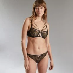 Calypso TANGA TULLE BRODE MULTICO NOIR -sous-vêtement boutique 11309100 D