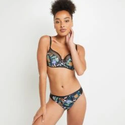 TANGA MICROFIBRE MULTICO NOIR -sous-vêtement boutique 20003600 D