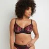 SOUTIEN-GORGE CORBEILLE BRODE MULTICO NOIR -sous-vêtement boutique 20005500 F