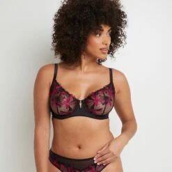 SOUTIEN-GORGE CORBEILLE BRODE MULTICO NOIR