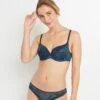 SOUTIEN-GORGE EMBOITANT DENTELLE MULTICO BLEU -sous-vêtement boutique 20009400 F