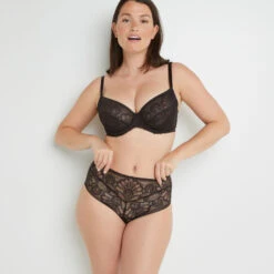 CULOTTE TAILLE HAUTE DENTELLE MARRON -sous-vêtement boutique 20010400 D