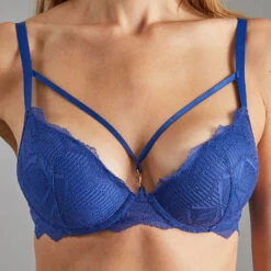 Blue SOUTIEN-GORGE PUSH UP DENTELLE BLEU -sous-vêtement boutique 20011600 Z