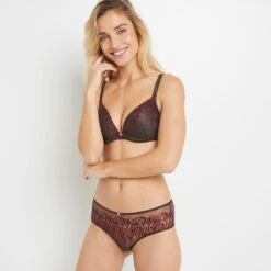 SHORTY TULLE BRODE MARRON -sous-vêtement boutique 20013900 D