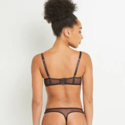 SOUTIEN-GORGE CORBEILLE TULLE BRODE MARRON -sous-vêtement boutique 20014000 D