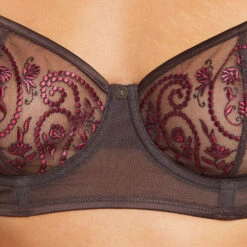 SOUTIEN-GORGE CORBEILLE TULLE BRODE MARRON -sous-vêtement boutique 20014000 Z