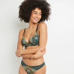 SOUTIEN-GORGE AMPLIFORME PLONGEANT VERT FONCE