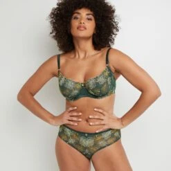 SHORTY TULLE BRODE VERT FONCE -sous-vêtement boutique 20024400 D
