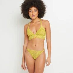 STRING DENTELLE JAUNE -sous-vêtement boutique 20025200 D