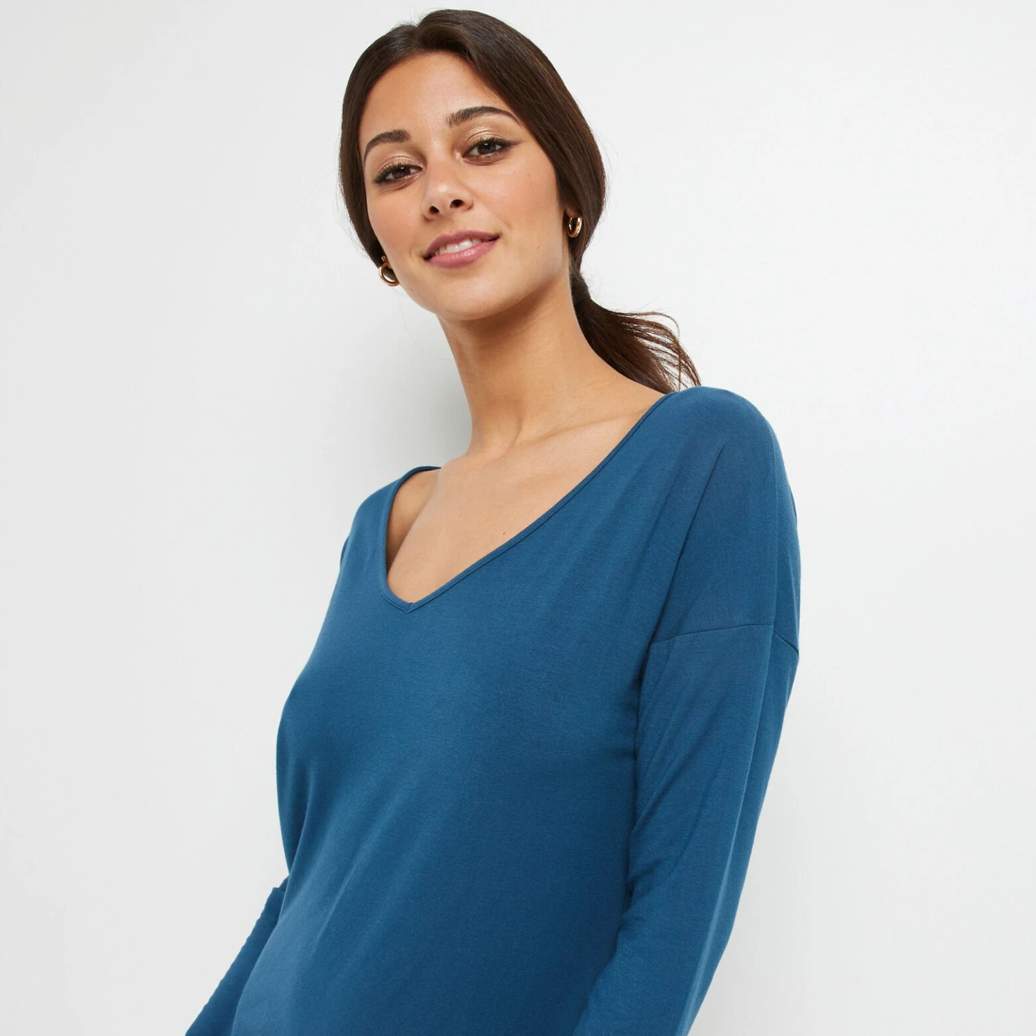 T-SHIRT MANCHES LONGUES PETROLE 4 T-SHIRT MANCHES LONGUES PETROLE – Image 2