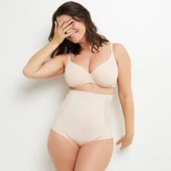 CULOTTE TRES HAUTE MICROFIBRE NATUREL -sous-vêtement boutique 20046100 D