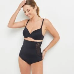 CULOTTE TRES HAUTE MICROFIBRE NOIR -sous-vêtement boutique 20046101 D