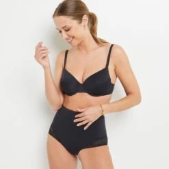 CULOTTE HAUTE MICROFIBRE NOIR -sous-vêtement boutique 20048101 D