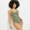 MAILLOT DE BAIN 1 PIECE EMBOITANT VERT -sous-vêtement boutique 20050700 F