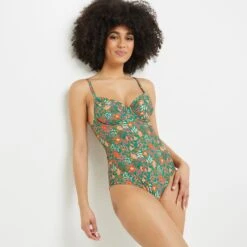 MAILLOT DE BAIN 1 PIECE EMBOITANT VERT