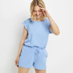 SHORT COTON BLEU CLAIR