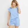 TEE SHIRT MANCHES COURTES COTON BLEU CLAIR -sous-vêtement boutique 20065800 F