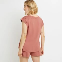 TEE SHIRT MANCHES COURTES COTON ROSE -sous-vêtement boutique 20070500 D