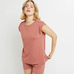 TEE SHIRT MANCHES COURTES COTON ROSE