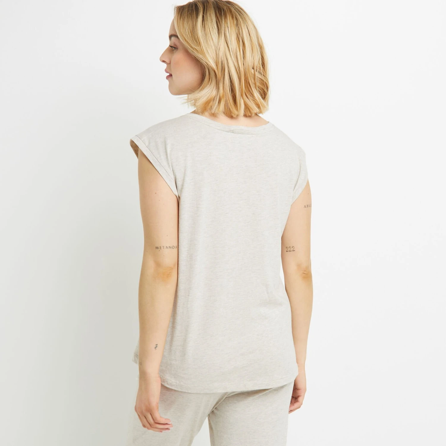 TEE SHIRT MANCHES COURTES COTON BEIGE 6 TEE SHIRT MANCHES COURTES COTON BEIGE – Image 4