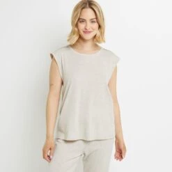 TEE SHIRT MANCHES COURTES COTON BEIGE