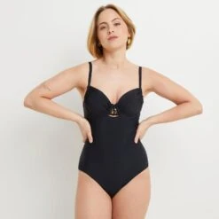 MAILLOT DE BAIN UNE PIECE EMBOITANT NOIR
