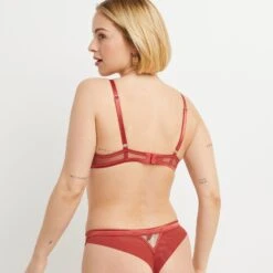 SOUTIEN-GORGE PUSH UP TULLE BRODEE MULTICO ORANGE -sous-vêtement boutique 20076100 D
