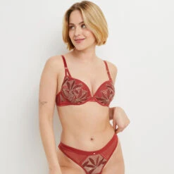 SOUTIEN-GORGE PUSH UP TULLE BRODEE MULTICO ORANGE