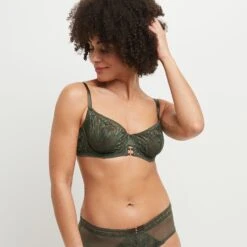 sous-vêtement boutique 52 Celine SOUTIEN-GORGE CORBEILLE DENTELLE KAKI