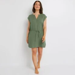 TUNIQUE GAZE DE COTON KAKI