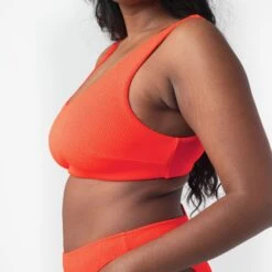 BRASSIERE MAILLE GAUFREE ORANGE -sous-vêtement boutique 77015200 Z