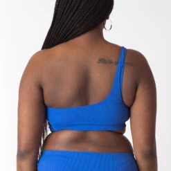 BRASSIERE ONE SHOULDER MAILLE COTEL BLEU -sous-vêtement boutique 77015600 D