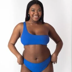 BRASSIERE ONE SHOULDER MAILLE COTEL BLEU